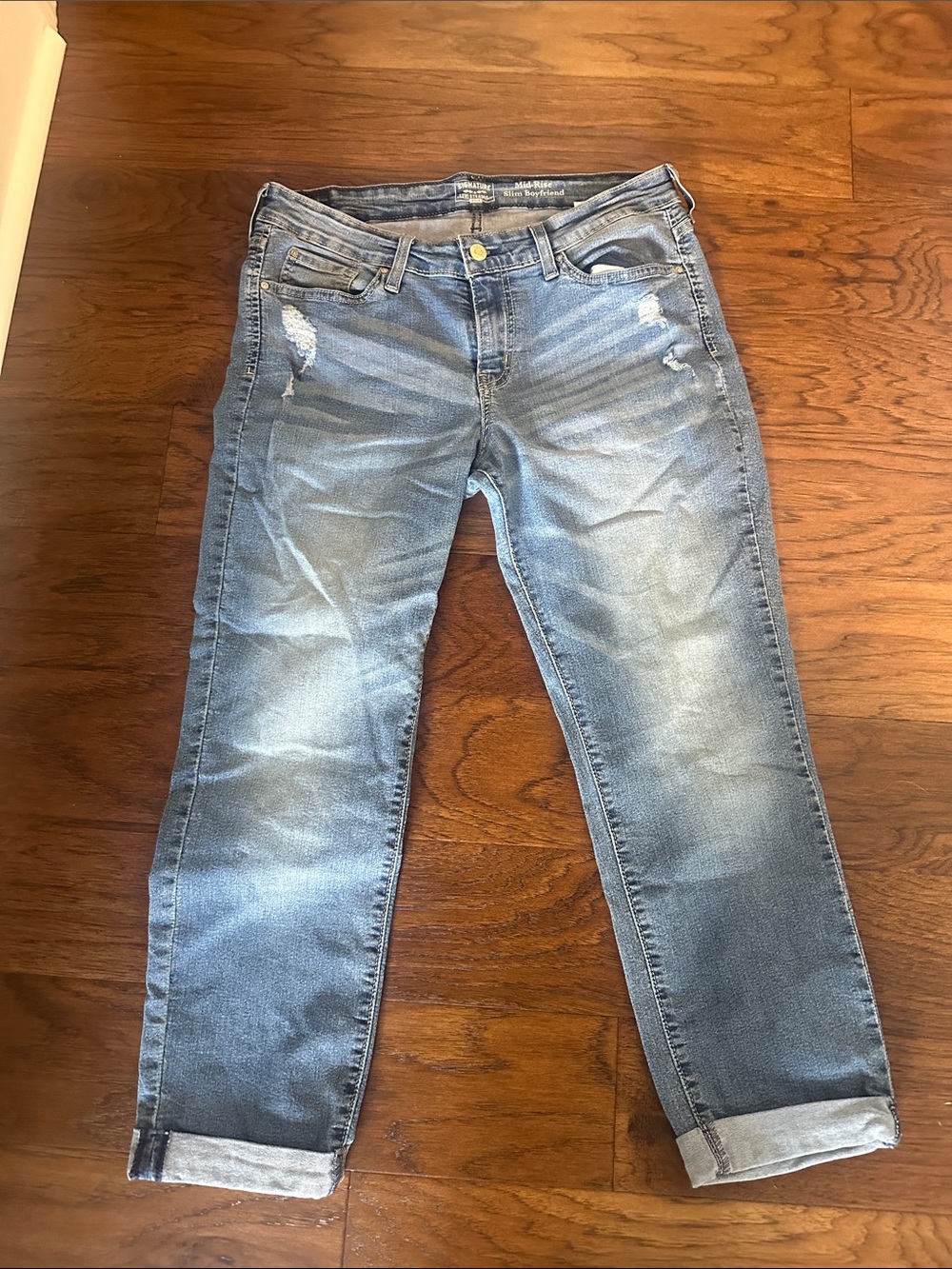 Signature by Levi Strauss Light Blue Distressed Boyfriend Jeans